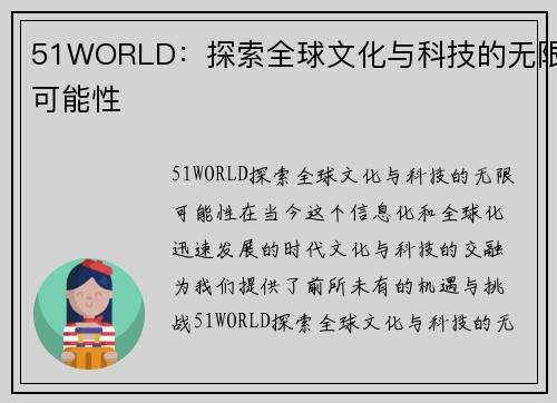 51WORLD：探索全球文化与科技的无限可能性